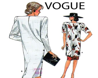 VOGUE 9488, Women Dress, Sewing Pattern, Size 8-10-12, Wrap Bodice Dress, Tunic Top, Hip Length, Pencil Skirt, UNCUT, 80s Business Career