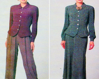 Butterick 4187, DONNA RICO, Women Sewing Pattern, Pant Suit, Fitted Top, Button Jacket, Flared Skirt, Pants, Size 6-8-10, Career Fashion