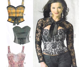 Patrón de costura de corsé Butterick 5797, con variaciones de estilo de corpiño, cierre de cremallera, sin tirantes, bolero de manga larga, tallas grandes 14-16-18-20-22, sin cortar