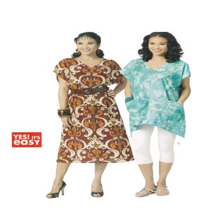 Butterick 5739, Women Sewing Pattern, V Neckline, Tunic Top or Dress, Short Sleeve, Pull On Pant Women Size 4 to 24, UNCUT Easy Sew Pattern