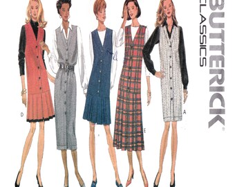 Patrón de costura Butterick 6395 para vestido tipo jersey de mujer, corte holgado, capas, talla L-XL, busto 107-122 cm (42-48 pulgadas).