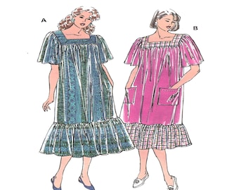 Kwik Sew 2485 Vintage 90s Loose Dress Pattern Cottagecore Summer Ruffle Hem Size S-XXL UNCUT