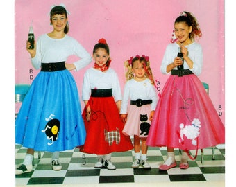 Butterick 4413, Kinderen / Tiener Poedel Rok, jaren '50 mode jeugd halloween kostuum Naaipatroon, UNCUT, Maat 4-5-6-7-8-10-12-14