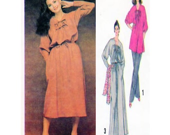 Women, Vintage, Dress, Sewing Pattern, 80's Fashion, HOLLY'S HARP, Simplicity 8852, Maxi Dress, Day Dress, Tunic Top, V Neckline, UNCUT