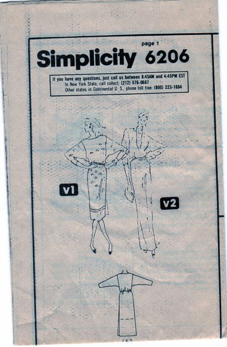 Simplicity 6206, Women Dress, Sewing Pattern, Maxi Dress, Tunic Style, Wide Sleeve, Pencil Skirt, Boat Neckline, Pencil Skirt, Size 6-8-10 image 2