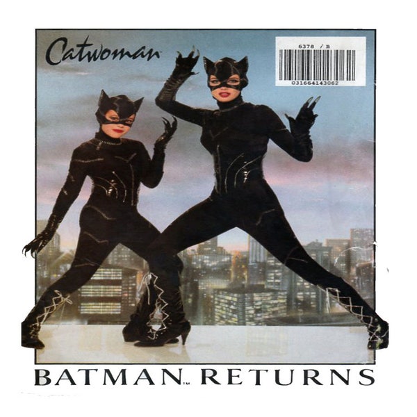 Patron de couture pour le Costume de Catwoman, Butterick 6378, Batman Returns, fille / taille enfant 7 à 14, Halloween, Comicon, Body, capuche, Corset non découpé
