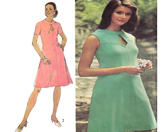 70s Designer Dress, Simplicity 5564, Women Sewing Pattern, Sleeveless, Short Sleeve, Aline Skirt, Fit Flare Summer Dress, Size 12 UNCUT