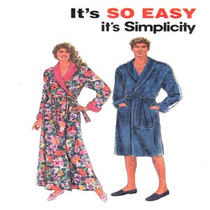 Patrón de costura Simplicity 8091, bata larga o corta, bata de baño envolvente para spa, tallas XS a XL para hombre y mujer, sin cortar.