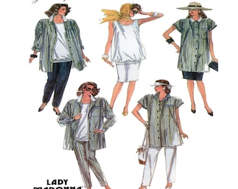 Simplicity 8549, Maternity Coordinates, Sewing Pattern, Jacket, Long Button Shirt, Tunic Top, Pencil Skirt, Tapered Pans, Size 8-10-12 UnCut