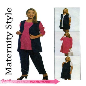 Maternity, Sewing Pattern, McCalls 9305, Button Front, Jumper, Pull Over Top, Tunic, Vest, Straight Leg Pants, Shorts, Size 10-12-14
