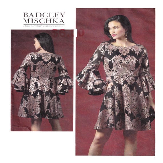Vogue 1594, BADGLEY MISCHKA, Women Day to Event Dress / Cocktail Dress  Sewing Pattern, Lined, Bell or Ruffle Sleeve, Size 6 to 14 UNCUT - Etsy  Israel