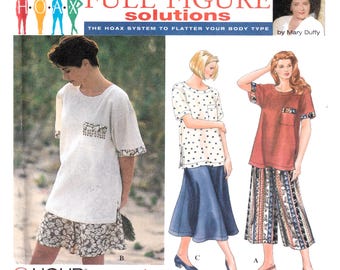 Simplicity 9535 Vintage 1990s Plus Size Separates Pattern Relaxed Split Skirt Tunic Top Bust 40 Size 18W