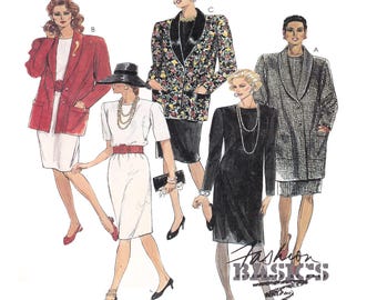 McCalls 4997, Patrón de costura para vestido y chaqueta, talla 8-10-12, vestido de manga corta, blazer largo, cuello de esmoquin, conjunto de vestido, sin cortar