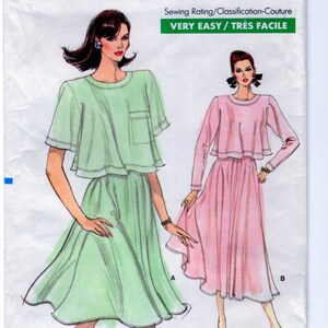 Vogue 7150 Women Two Piece Dress Sewing Pattern, Fit Flare, Pullover Top / Tunic, Aline Skirt, Flare Hemline, Long Short Sleeve Size 8-10-12 image 3