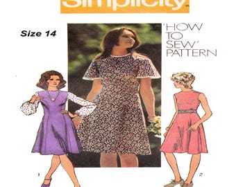 Cartamodello Simplicity 9850 per abito da donna, modello midi con cuciture a principessa, taglia 14, busto 92 cm (36 pollici), veste una taglia 8-10, stile vintage.