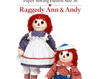 McCall’s 5567 Raggedy Ann Andy Doll Origineel papieren naaipatroon voor kleding en schort, 91,5 cm (36 inch), ongesneden.