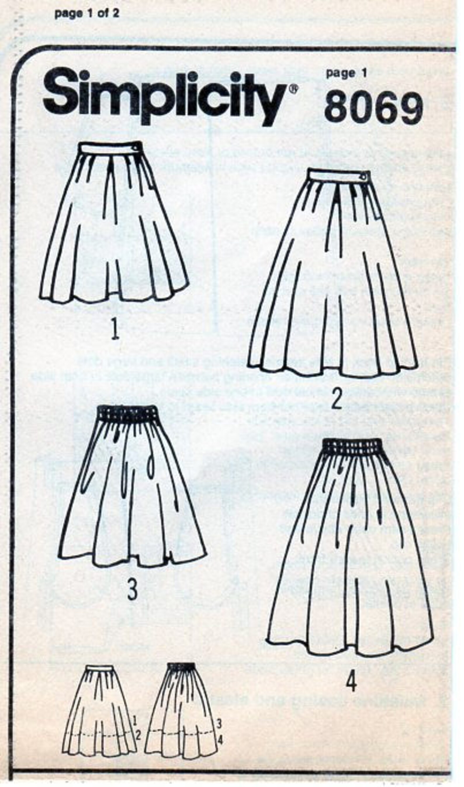 Simplicity 8069 Women Pleated Skirt Sewing Pattern Full | Etsy