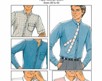 Patrón de costura original en papel para camisa de hombre, estilo 3789, vintage de 1982. Variaciones de cuello. Tallas 36-42. Contorno de pecho: 92-107 cm (36-42 pulgadas).
