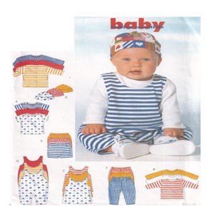 Butterick 4309 Baby Infant Clothing Sewing Pattern, Overall Romper, Pull Over Top, Button Shirt, Pant Shorts, Hat, Infant Size L 22-26 lbs