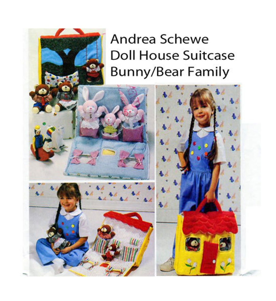 DOLL Carrying Case Dollhouse Stuffed Teddy Bear Bunny Etsy