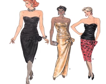 VOGUE 9441 Cross Bodice Form Fitting, Cocktail Dress, Full Length Gown, Strapless, Formal  Evening Wear, Women Sewing Pattern Size 10 UNCUT