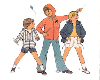 Simplicity 6955, Boy Sewing Pattern, Summer Clothing, Zip Hoodie, Sweatshirt, Pants / Trousers, Shorts, Zip Jacket, Child Size 6, UNCUT