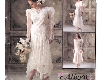 McCalls 6948, Patrón ALICYN, Vestido de Novia, Patrón de Costura para Mujer, Cintura Baja, Opciones de Mangas y Dobladillo, Corpiño de Encaje, SIN CORTAR
