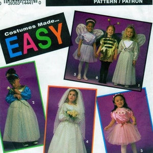 Halloween Kostüm für Mädchen, Schnittmuster, Einfachheit 8579, Prinzessin, Ballerina, Hummel, Engel, Schmetterling, Fee, Größe 3-4-5-6-7-8 UNCUT