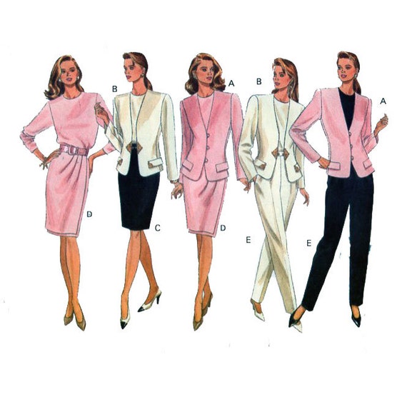 Women Suit Sewing Pattern Fitted Jacket Drape Skirt Shell Etsy