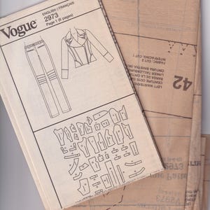 MONTANA, Women Casual Fashion Vogue 2973 Vogue Paris Original Sewing Pattern, Fitted Biker Jacket, Tapered Jean/Pant Pant, Size 6-8-8 UNCUT