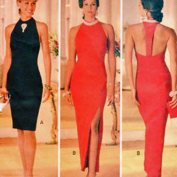 RIMINI, Designer Evening Gown, Butterick 3195, Women Sewing Pattern, Halter Style, Formal, Bridal, Grad, Cocktail Dress, Size 12 14 16 UNCUT