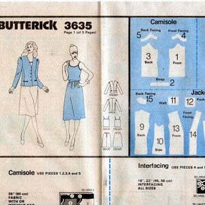 Butterick 3635, Rena Rowan, Jones New York, Designer Sewing Pattern, Button Jacket / Blazer, Aline Skirt, Camisole Top, Size 10, 80s Vintage image 2