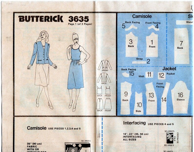 Butterick 3635, Rena Rowan, Jones New York, Designer Sewing Pattern, Button Jacket / Blazer, Aline Skirt, Camisole Top, Size 10, 80s Vintage image 2