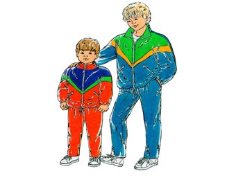 Kwik Sew 2202, Children Track Suit, Children Sportswear Sewing Pattern, Zipper Jacket, Elastic Waist Pant, Standing Collar, Size 4-5-6-7
