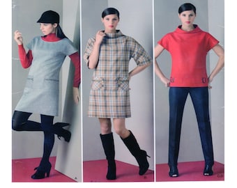 Simplicity 2568 Women Coorinates Round Raised Neckline Dress Tunic Top, Sleeve Shirt, Short Sleeve Shirt, Slim Leg Pant Women Size 4