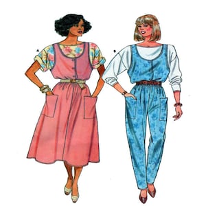 Women, Jumper, Jumpsuit, Romper, Overalls, Dress, Sewing Pattern, Butterick 3742, Button Front, Loose Fit, Top, Shirt, Size 6-8-10