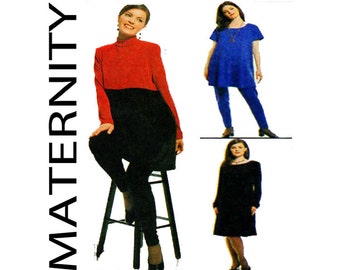 Roupas de maternidade, padrão de costura, McCalls 8418, blusa de maternidade, vestido de maternidade, leggings de maternidade, meia-calça de maternidade, tamanho 8, 10, padrão