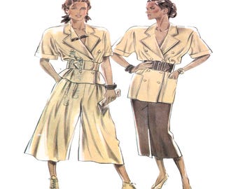 Mode carrière pour femmes, New Look 6248, Patron de couture, Top cache-cœur à manches courtes, jupe crayon, jupe-culotte, jupe cavalière, taille 8 à 18, tissu non découpé