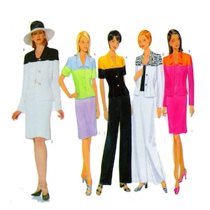 Butterick 5547, Women Suit Sewing Pattern, Short Sleeve Blazer, Button Jacket, Straight Leg Pants, Straight Skirt, Size 8-10-12, UNCUT