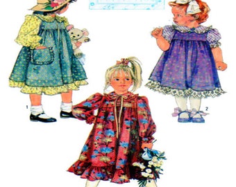 LILLIAN AUGUST Girl Dress & Jumper Simplicity 8768 Vintage Collection Sewing Pattern "Holly Hobby Style" Ruffles Full Skirt Sz 6 UNCUT
