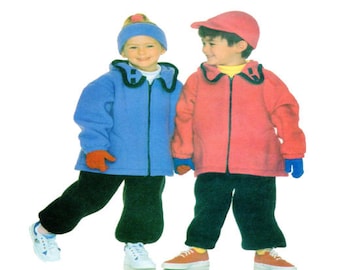 TODDLER Fall Coat, Winter Jacket, Pull On Pants, Headband, Baseball Cap, Butterick 5094, Zipper Front, Hood, Size 1-2-3, Sewing Pattern