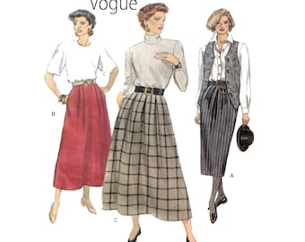 Vogue 8459, Women Skirt Sewing Pattern, Pencil Skirt, Straight Skirt, Knee / Midi Skirt Pattern, Tailor Fit, Pleat Detail, Size 14-16-18