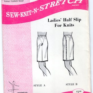 Kwik Sew 204, Women Lingerie / Undergarment / Foundation Apparel, Sewing Pattern, Elastic Waist Half Slip, Size 8-10-12 Uncut 70s Vintage