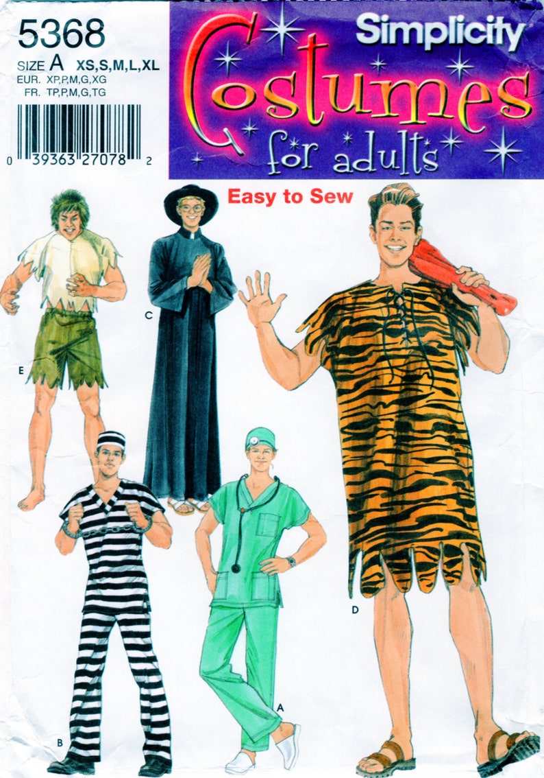 Adult Halloween Costume Sewing Pattern Simplicity 5368 / 0660 Etsy