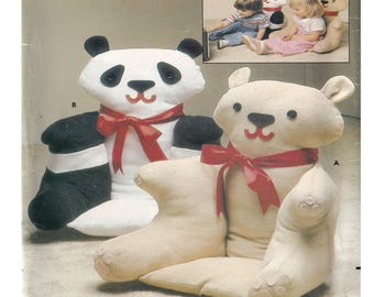 Butterick 4951 275 panda ou ours en peluche, patron de couture de chaise d'enfant, chaise rembourrée douce, modèle animal jouet vintage 18 "x 16" non coupé