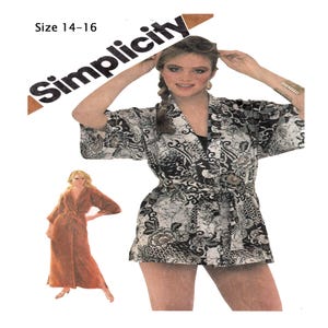 Simplicity 5545 Vintage 1980s Wrap Robe Pattern Kimono Sleeve Loungewear Size 14-16 Bust 36-38 Cut Complete