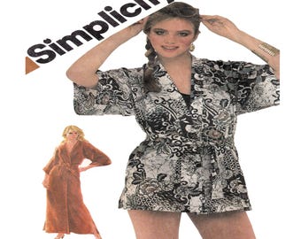 Simplicity 5545 Vintage 1980s Wrap Robe Pattern Kimono Sleeve Loungewear Size 14-16 Bust 36-38 Cut Complete