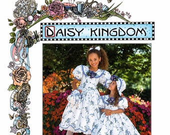 Simplicity 9973 Meisjesjurk Daisy Kingdom Origineel Papieren Naaipatroon Hoed Tasje Haarstrik Maat 7-12 Borst 66-76 cm 26-30 inch