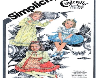 Simplicity 9939, Cinderella Dress, Little Girl Dress, Vintage 80s, Short / Long, Puff Sleeve, Full Skirt, Apron, Lace Ribbon Trim, Size 6