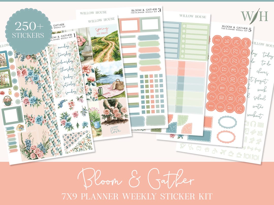 Bloom and Gather 7x9 Weekly Planner Sticker Kit – Erin Condren & Happy ...